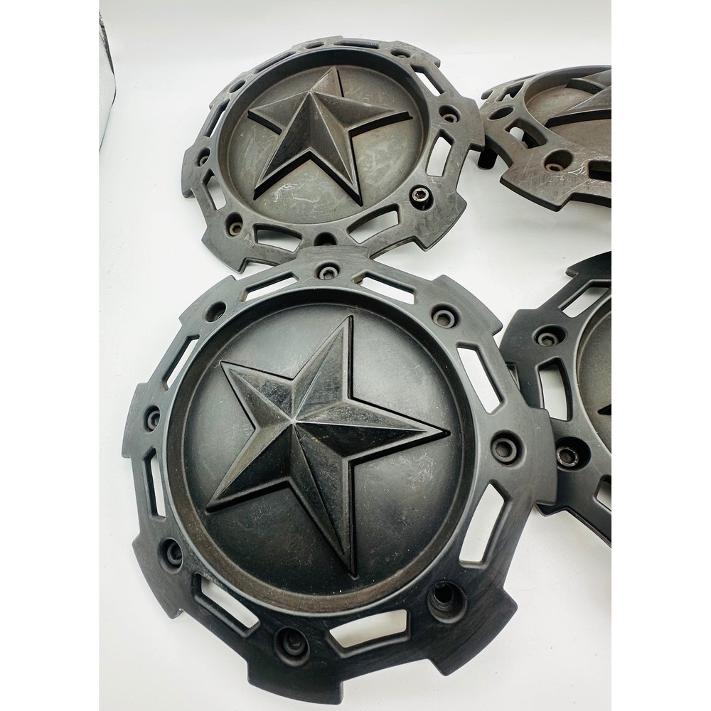XD Series Rockstar Matte Black Wheel Center Caps Set of 4 CAP-M-955 S1403-09 - Picture 7 of 10